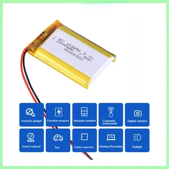 103450 3,7 V 2000mAh Polymer Lithium Nabíjateľná Batéria jst PH 2,0 mm konektor 2pin pre Fotoaparát, GPS navigátor MP5 Bluetooth Headset