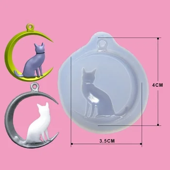 Nový Mesiac, Mačka Silikónové Prívesok Formy Šperky Výrobu Živice Plesne Epoxidové Odlievanie Plavidlá
