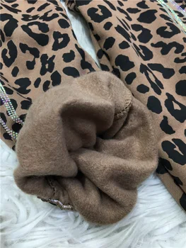 Vysoko Kvalitný Fleece Tepláky pre Ženy, Jeseň, Zima Zahustiť Elastický Pás Leopard Tlač Dlhé Nohavice Hot Vŕtať Bežné Nohavice