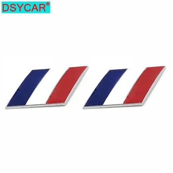 DSYCAR 2ks 3D Kovov Francúzsku Vlajku karosérie Bočné Blatník Zadný Kufor, Znak, Odznak Nálepky na Peugeot Citroen Renault Bugatti DS