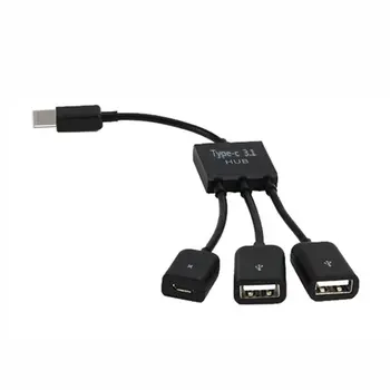 3 v 1 Typ-c, USB Hub Mužov k ženám je Dvojitý USB 2.0 Host OTG Kábel Pre Smartphone a Počítačov Tablet 3 Port