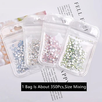 Biela SS4-SS20 Mix Sklenené Opálové Nechtov Ploché Kamienky Crystal Diamantový Lesk Dodáva Nail Art Dekorácie Manikúra Príslušenstvo