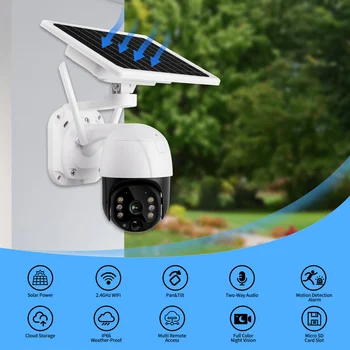 Gadinan Solárna Wifi/4G PTZ Kamery obojsmerné Audio Humanoidný Detekcia Pohybu 4X digitálny zoom, IP66 vonkajšie nepremokavé Monitor