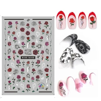 3D Nálepky na Nechty samolepiace Dizajn Rose Flower Nail Art, Ozdoby Obtlačky Fólie Zábal Manikúra Príslušenstvo pre Dievča Žena