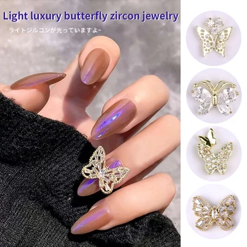 3D zliatiny nail art butterfly zirkón opal drahokamu prívesok perla DIY shiny cat eye crystal kameň nail art dekorácie, doplnky