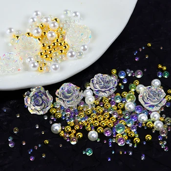 Ruže Valentín Nechtov Kamienkami AB Romantický Flatback Crystal Drahokamy Diamant 3D Lesk Nechtov Umenie Luxusné Dekorácie Manikúra