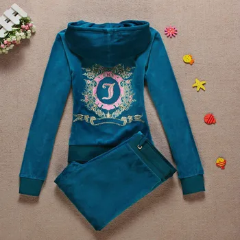 Dámske Športové Suittrouser Obleky Pre Ženy Vyšívaný Monogram Tepláková súprava Velvet Zips s Kapucňou, S-XL