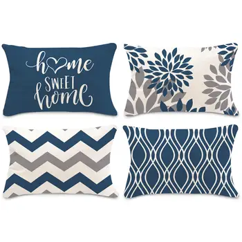 Modrá biele, geometrické obliečky na vankúš sofa vankúš domáce dekorácie môžu byť prispôsobené pre vás 30x50 40x60