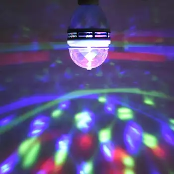 E27 3W RGB LED Žiarovka Magic Color Projektor Automatické Otáčanie Fázy Svetlo Flexibilný Svetlo, Žiarovka Adaptér Pre Strany KTV Disco