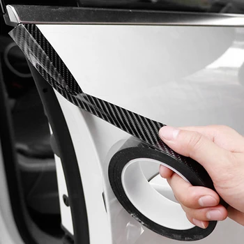 5/10M 3D Carbon Fiber Auto Nálepky DIY Vložiť Chránič Pásu Automatické Dvere, Parapetné Strane Zrkadla Proti Poškriabaniu Pásky Nepremokavé Ochranu Film
