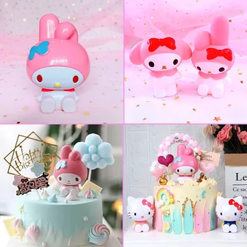 Hello Kitty 3ks/set Anime Postavy Moje Melódie Kawaii Bábika Modely Japonskej Figúrky Zberateľstvo Darčeky pre Deti Cake Decoration