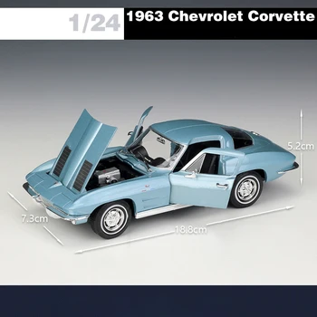WELL 1:24 značky Chevrolet bol interiér 1963 Zliatiny Auto autíčka Kovové Zber Model Auta, Hračky Pre Deti darček k Narodeninám