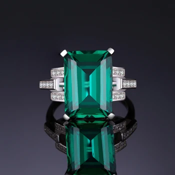 JewelryPalace 5.9 ct Zelená Simulované Nano Emerald 925 Sterling Silver Ring pre Ženy Vyhlásenie Zapojenie Kamene, Šperky