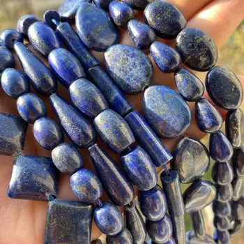 Prírodné Geometrie Modrý Kameň Lapis Lazuli Dištančné Korálky pre DIY Accessoriesn Charms Pemdamt Náhrdelník Náramok Šperky Robiť 15