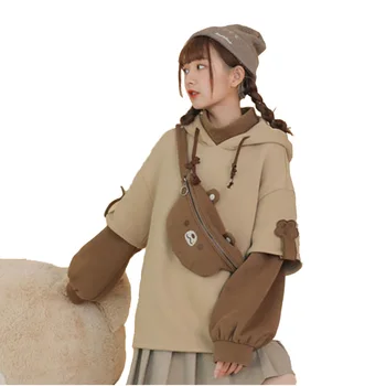 Móda harajuku estetické medveď anime hoodie ženy kórejský kawaii dlhý rukáv nadrozmerné streetwear kpop spadajú zimné oblečenie, topy