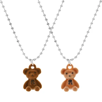 Móda Roztomilý Plyšový Medveď Náhrdelník Cartoon Clavicle Reťazca Pár Náhrdelník Unisex Kovové Šperky Náhrdelník Veľkoobchod