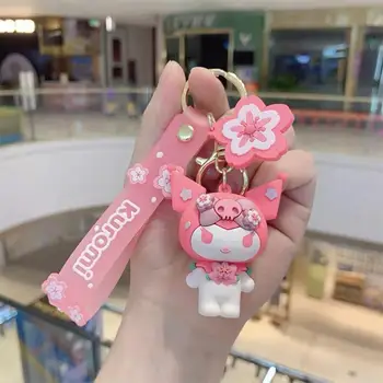 Sanrio Ružová Cherry Blossom Série Roztomilý Kreslený Bábika Keychain Cinnamoroll Kulomi Hello Kitty Aktovka Mobilný Telefón Prívesok Dary
