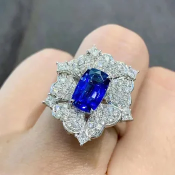 Nové Nadrozmerné Luxusné Nepravidelný Modrý Zirkón Kvetinové Svadobné Zásnubný Prsteň Žena Nastaviteľná Veľkosť Prom Party Výročie Šperky