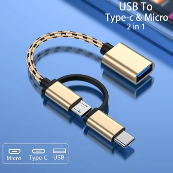 USB Typu C Micro 2 V 1 OTG Converter Dátový Kábel Pre Samsung Xiao Huawei OPPO VIVO Redmi U Disku počítača Tablet PC Card Reader