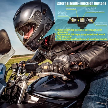 Motocykel Bluetooth 5.2 Helmy, Slúchadlá Bezdrôtové Handsfree Slúchadlá Stereo Prehrávač Hudby Moto Redukcia Šumu Slúchadlá Nepremokavé