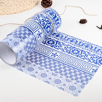 Retro palác modrá a biela porcelánová séria farebné pásky urob si sám album sklenené fľaše notebook dekoratívne pásky veľký objem šírka 4.8 cm