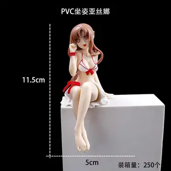 Anime Sword Art Online Yuuki Asuna Sexy Dievča PVC Obrázok Modelu Prekladané na Kolenách Plavky Držiaka Telefónu Fanúšikov Zberateľskú Hračka Bábika