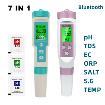 Blue-tooth Digitálne 7 v 1 pH PH Meter/TDS/ES/ORP/Salinita /SG/TEMP Meter Vody Monitorovanie Kvality Tester Pitnej Vody Akvária