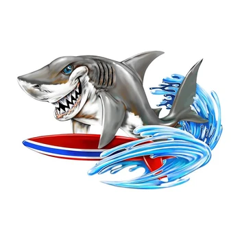 CG Car Nálepka pre Funny Žralok Surfovanie Nálepky na Auto, Vonkajšie Rybársky Čln Kajak Toolbox Odtlačkový Auto Telo Vodotesný Nálepky