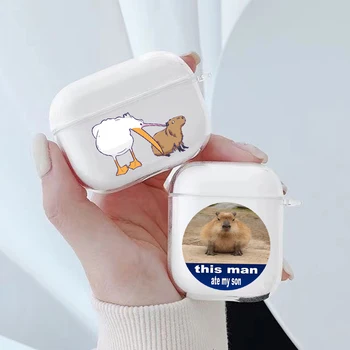 Zábava Capybara Meme puzdro pre Apple Airpods Pro 2 1 3 Shockproof Ochrany Ovzdušia Struky Slúchadlá Box Mäkké Silikónové Krytie Funda Coque