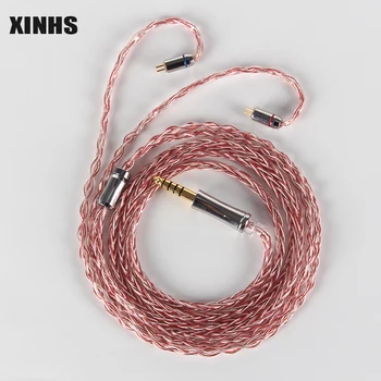 XINHS 8 Core Silver Červená Zmiešané 5N monokryštálov Medené, Strieborné Pozlátené Upgrade Kábel Vysokej Čistoty Slúchadlá Drôt MMCX/0.78 mm 2Pin/QD