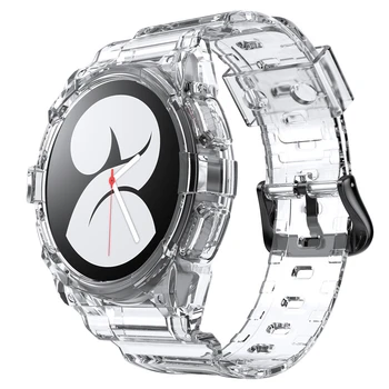 Transparante Popruh + puzdro Pre Samsung Galaxy Watch 5 4 40 mm 44 mm Silikónové Športové Kapela Jasné, Mäkké Náramok Watchbands Príslušenstvo
