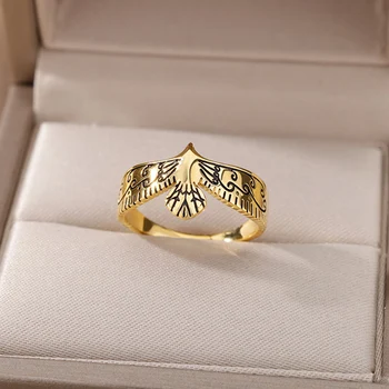 Z Nehrdzavejúcej Ocele Eagle Prstene Pre Ženy, Mužov, Zlatá Farba Vintage Prsteň Muž Žena Prst Šperky