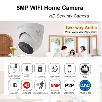 JIENUO 5MP Bezdrôtové Kamery IP obojsmerné Audio Krytý Cctv Bezpečnostné Video, SD Card, INFRAČERVENÉ pre Nočné Videnie, HD Onvif Wifi Domov Cam