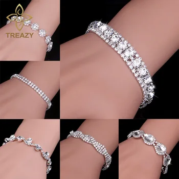 TREAZY Nové Luxusné Drahokamu Crystal Náramky & Prívesky pre Ženy Strieborné Pozlátené Svadobné Náramky Svadobné Šperky Príslušenstvo