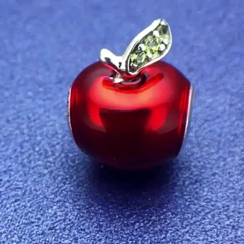 Populárne 925 Pevné Strieborné Korálky Biely Sneh Červené Jablko charms mybeboa Fit Pandora Originálny Náramok Ženy DIY Šperky Darček