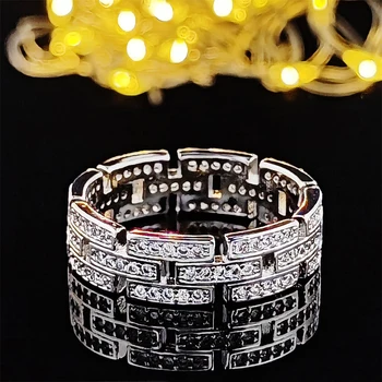2ks Balenie strieborná farba nevesta Šperky nastaviť halo Zásnubný prsteň kolo stud náušnice pre Svadobné vianočný darček strany J8057