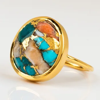 Vintage dámske Šperky Boho Nepravidelný Farebné Vzor Drahokam Prstene pre Ženy Kole Zlaté Prstene, Zásnubné Prstene, Svadobné
