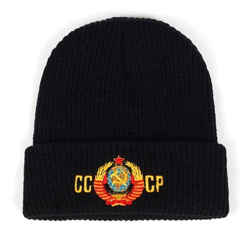 2018 Nové CCCP ruský štátny znak Čiapky Muži Ženy Hip Hop Skullies Jeseň Zimné Čiapky Teplá Čiapka Unisex Bežné Spp