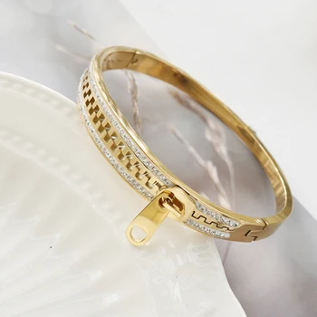 Muse Rozdrviť Nehrdzavejúcej Ocele Romantický Zips Dizajn Šperky Kúzlo Náramok Luxusné Lesklé CZ Krištáľový Náramok Svadobné Šperky