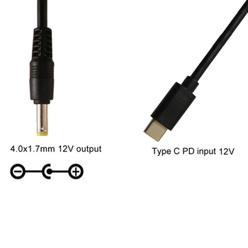 USB C/Typ-C PD na 12V 4.0x1.7mm Napájací Kábel Converter Kábel pre LED Svetlo Notebook Typ-C PD Spúšť Kábel