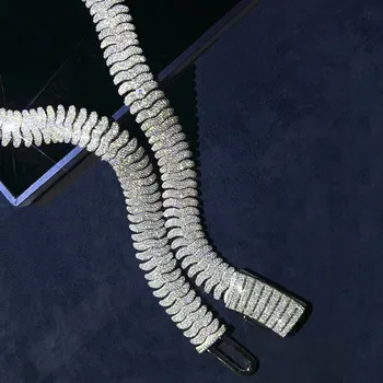 CUC Ľadový Sa Stonožka Reťazca Mužov Hip Hop Choker Náhrdelník Micro Pave Cubic Zirconia Strieborná Farba Odkaz Módne Šperky 2023