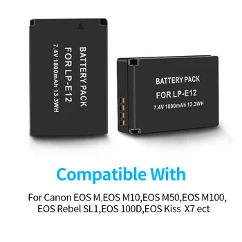 1800mAh LP-E12 LP E12 LPE12 Li-ion Batéria LCD USB Duálna Nabíjačka pre Canon EOS M50 EOS M100 100D Kiss X7 Rebel SL1 DSLR Fotoaparát