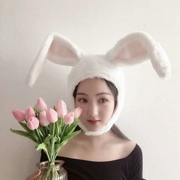 Roztomilý Dievča Klobúk Plyšové Králik Bunny Uši Klobúk Earflap Hlavovou Teplejšie Hlavu Nosenie