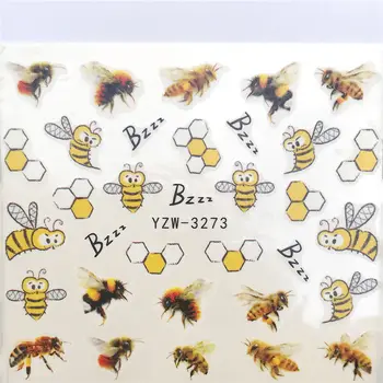 Nálepky na Nechty, Krásne Bee Hmyzu DIY Vody Jazdcov Manikúra Dekor Akvarel Nail Art Príslušenstvo na Nechty, Nálepky Dizajnér