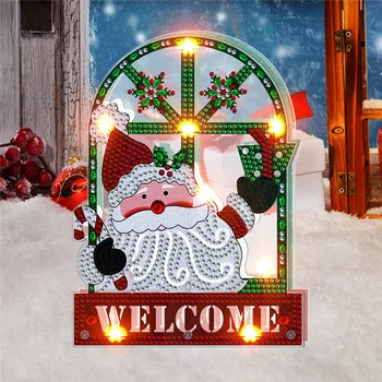 DIY Diamond Maľovanie Vianočných Ploche Dekorácia S LED Svetlom Diamond Výšivky Auta Cross Stitch Plavidlá Nový Rok Domova