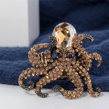 Octopus úsek krúžok starožitné zlata striebornej farbe W crystal fashion šatku šperky kúzlo darčeky pre ženy veľkoobchod dropshipping