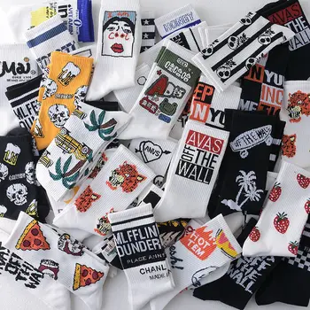 Kostra Ponožky Cartoon Futbal Zvierat Pivo Potravín Šťastný Bavlnené Ponožky Nové Módne Zábavné Mens Ponožky Dot Hip Hop Harajuku Mužov Ponožky