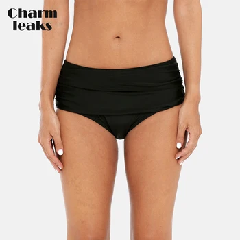 Charmleaks Ženy Plávanie Šachty Bikini Bottom Zákaz Jednofarebné Plavky Ruched Plavky, Nohavičky, Sexy Spodnej Plávanie