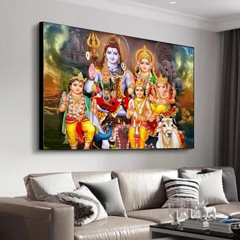 Nástenné Art Hinduistických Bohov Pán Ganeš Krishna Plátno Maľovaní Plagátov a Vytlačí Hinduistickej pre Obývacia Izba Domáce Dekorácie Cuadros
