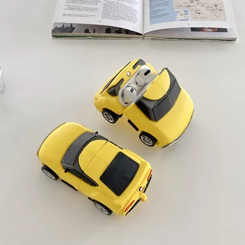 Móda 3D Yellow Šport Model Auta, Silikónové puzdro Pre Airpods 1 2 Pro Bezdrôtový Bluetooth headset Cartoon Ochranné Slúchadlá kryt